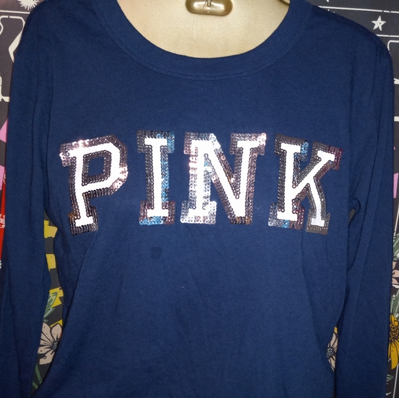 Victoria's Secret PINK Long Sleeve Bling Logo Tee - Picture 7 of 7